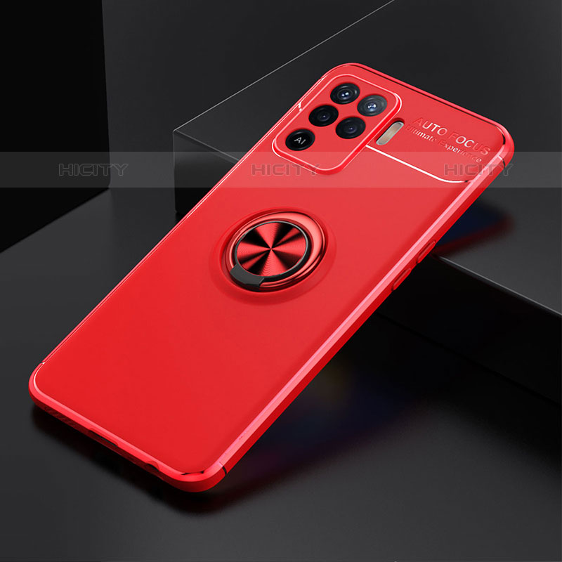 Coque Ultra Fine Silicone Souple Housse Etui avec Support Bague Anneau Aimante Magnetique JM2 pour Oppo Reno5 Lite Rouge Plus