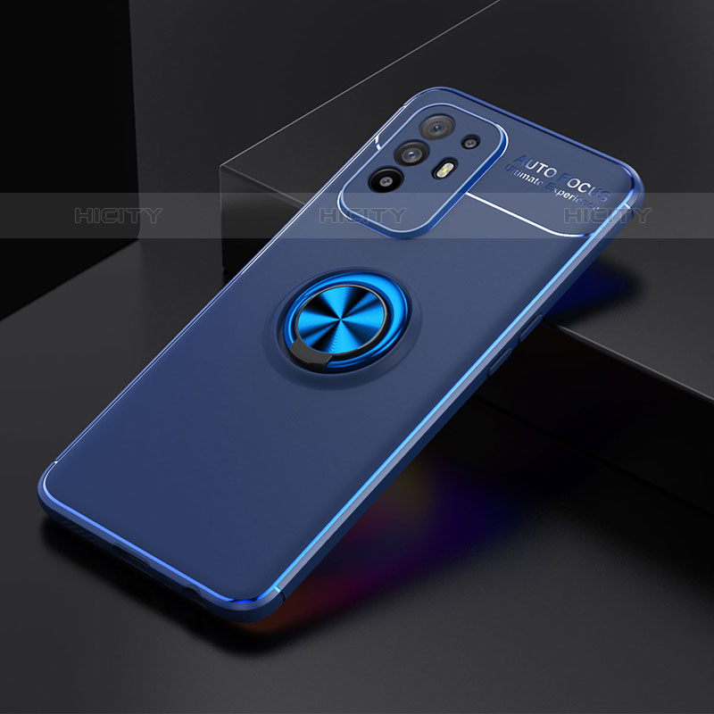 Coque Ultra Fine Silicone Souple Housse Etui avec Support Bague Anneau Aimante Magnetique JM2 pour Oppo Reno5 Z 5G Bleu Plus