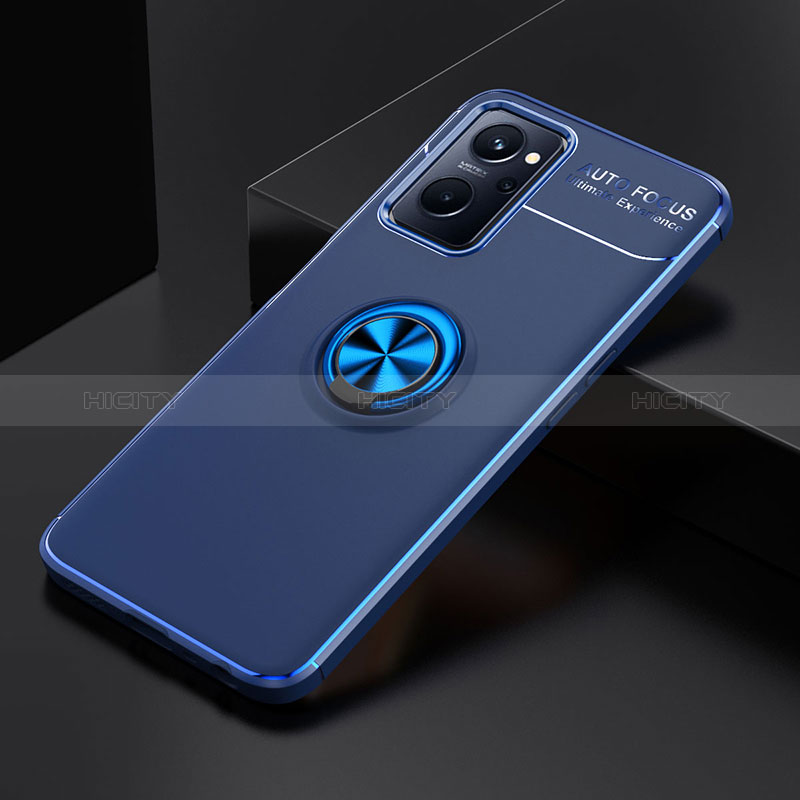 Coque Ultra Fine Silicone Souple Housse Etui avec Support Bague Anneau Aimante Magnetique JM2 pour Realme 9i 4G Bleu Plus