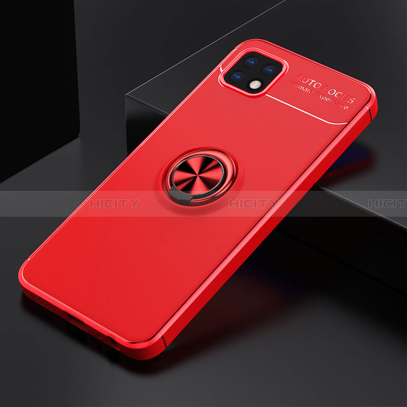 Coque Ultra Fine Silicone Souple Housse Etui avec Support Bague Anneau Aimante Magnetique JM2 pour Samsung Galaxy A22 5G Rouge Plus