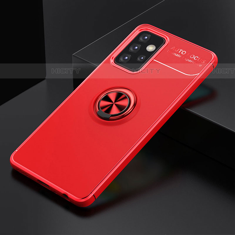 Coque Ultra Fine Silicone Souple Housse Etui avec Support Bague Anneau Aimante Magnetique JM2 pour Samsung Galaxy A52 4G Rouge Plus