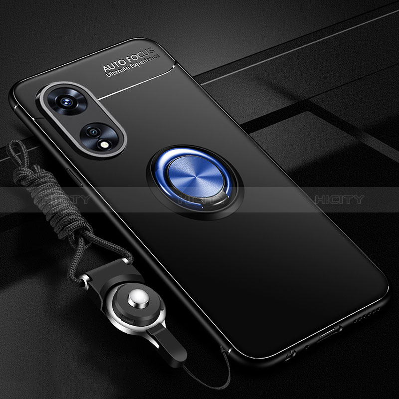 Coque Ultra Fine Silicone Souple Housse Etui avec Support Bague Anneau Aimante Magnetique JM3 pour Oppo A1 Pro 5G Bleu et Noir Plus