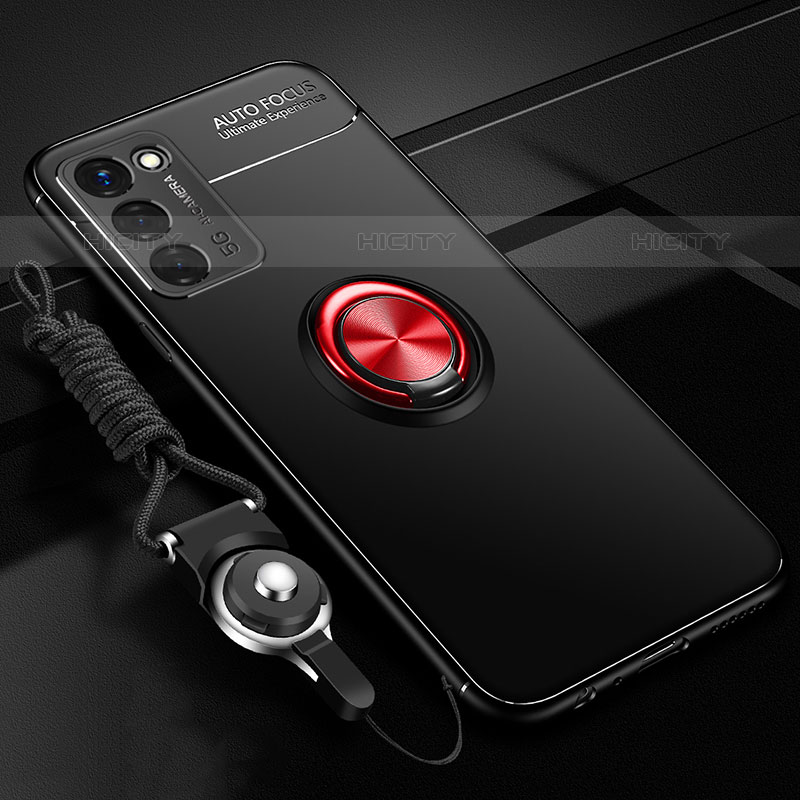 Coque Ultra Fine Silicone Souple Housse Etui avec Support Bague Anneau Aimante Magnetique JM3 pour Oppo A53s 5G Rouge et Noir Plus