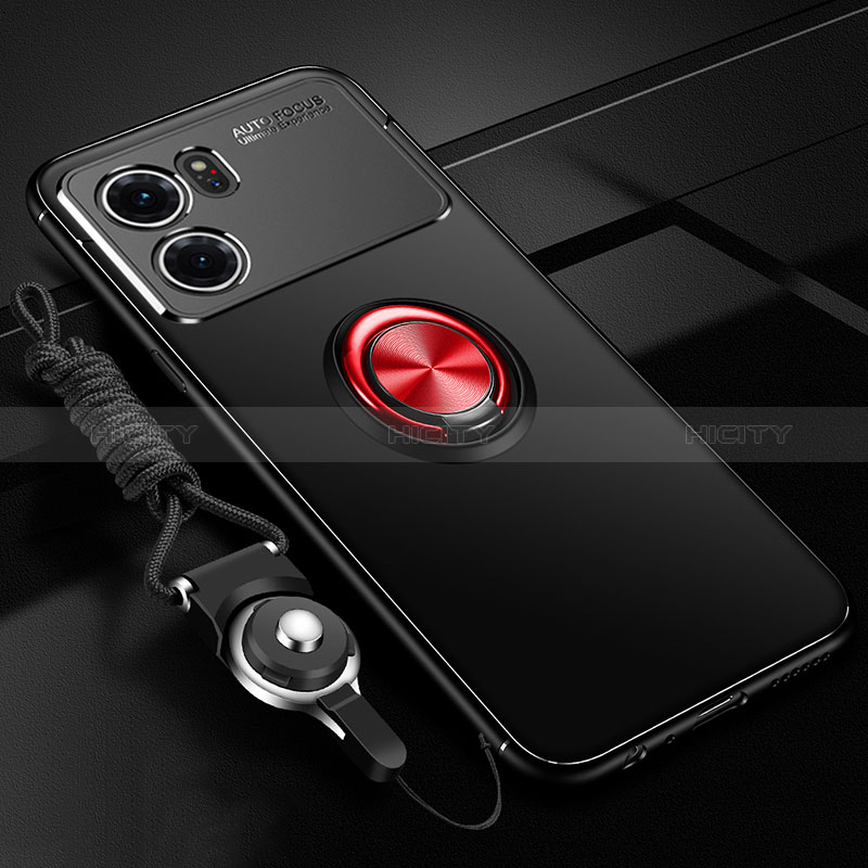 Coque Ultra Fine Silicone Souple Housse Etui avec Support Bague Anneau Aimante Magnetique JM3 pour Oppo K10 5G Rouge et Noir Plus