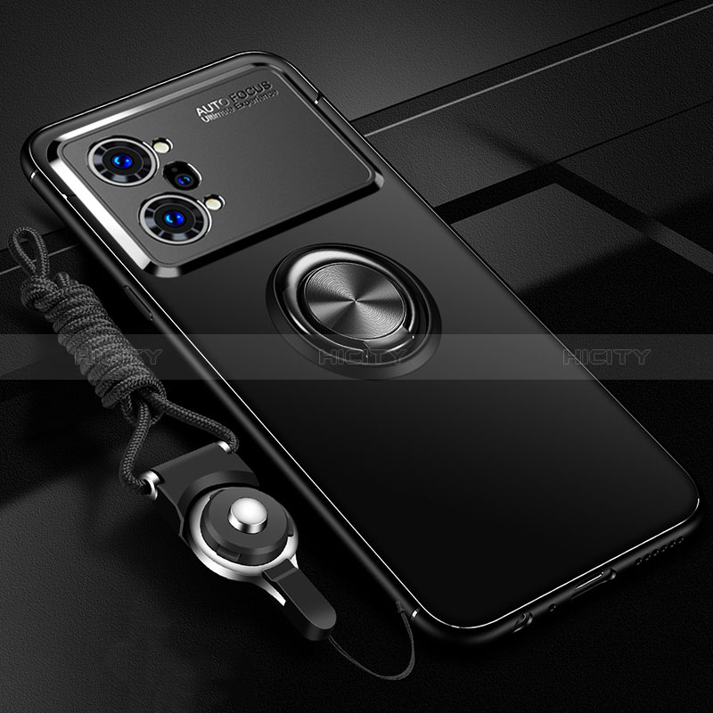 Coque Ultra Fine Silicone Souple Housse Etui avec Support Bague Anneau Aimante Magnetique JM3 pour Oppo K10 Pro 5G Noir Plus