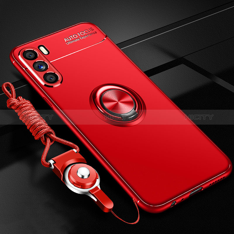 Coque Ultra Fine Silicone Souple Housse Etui avec Support Bague Anneau Aimante Magnetique JM3 pour Oppo K9 Pro 5G Rouge Plus