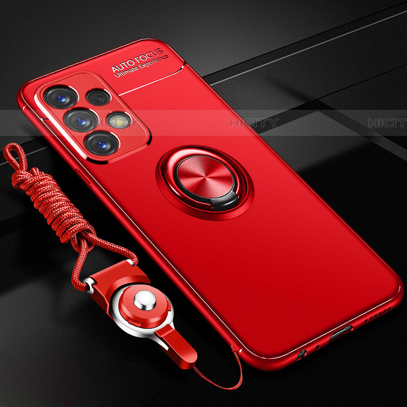 Coque Ultra Fine Silicone Souple Housse Etui avec Support Bague Anneau Aimante Magnetique JM3 pour Samsung Galaxy A72 5G Rouge Plus