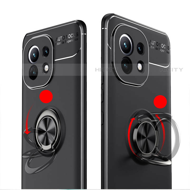 Coque Ultra Fine Silicone Souple Housse Etui avec Support Bague Anneau Aimante Magnetique K01 pour Xiaomi Mi 11 Lite 4G Plus