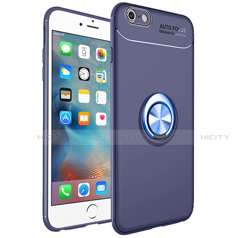 Coque Ultra Fine Silicone Souple Housse Etui avec Support Bague Anneau Aimante Magnetique pour Apple iPhone 6 Plus Bleu Plus