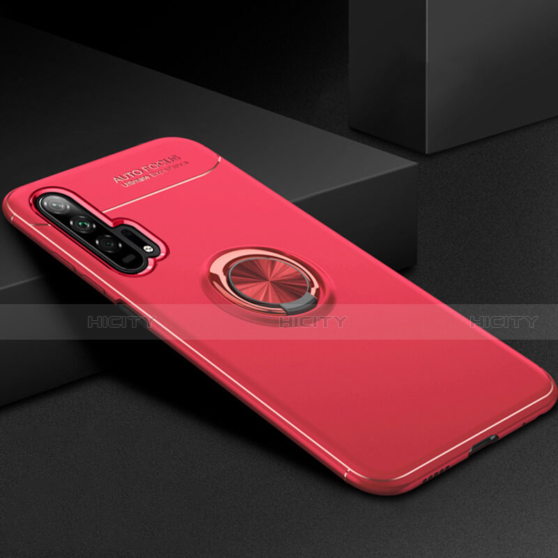 Coque Ultra Fine Silicone Souple Housse Etui avec Support Bague Anneau Aimante Magnetique pour Huawei Honor 20 Pro Rouge Plus