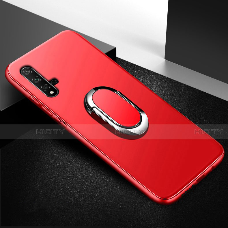 Coque Ultra Fine Silicone Souple Housse Etui avec Support Bague Anneau Aimante Magnetique pour Huawei Honor 20 Rouge Plus