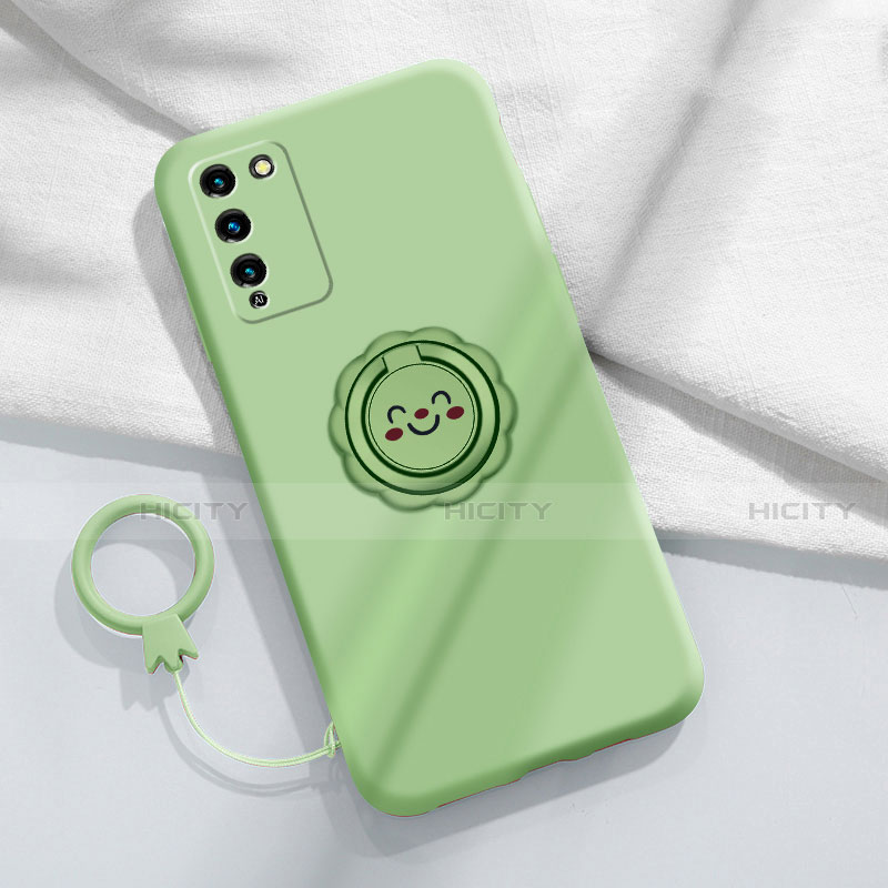 Coque Ultra Fine Silicone Souple Housse Etui avec Support Bague Anneau Aimante Magnetique pour Huawei Honor 30 Lite 5G Cyan Plus