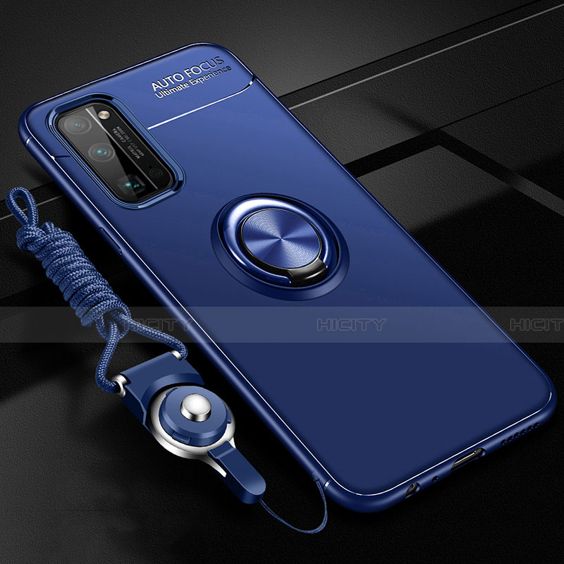 Coque Ultra Fine Silicone Souple Housse Etui avec Support Bague Anneau Aimante Magnetique pour Huawei Honor 30 Pro Bleu Plus