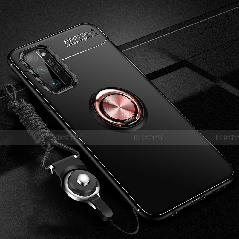 Coque Ultra Fine Silicone Souple Housse Etui avec Support Bague Anneau Aimante Magnetique pour Huawei Honor 30 Pro Or et Noir Plus