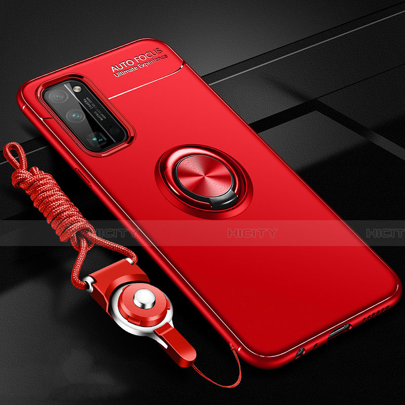 Coque Ultra Fine Silicone Souple Housse Etui avec Support Bague Anneau Aimante Magnetique pour Huawei Honor 30 Pro Rouge Plus