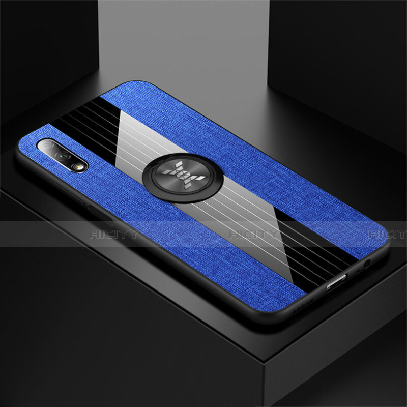 Coque Ultra Fine Silicone Souple Housse Etui avec Support Bague Anneau Aimante Magnetique pour Huawei Honor 9X Bleu Plus