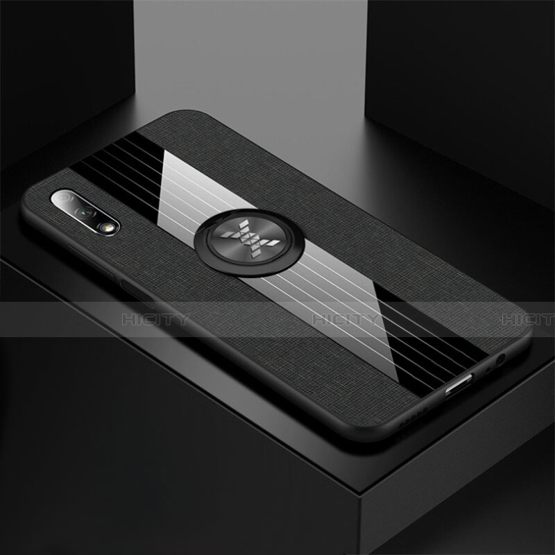 Coque Ultra Fine Silicone Souple Housse Etui avec Support Bague Anneau Aimante Magnetique pour Huawei Honor 9X Noir Plus