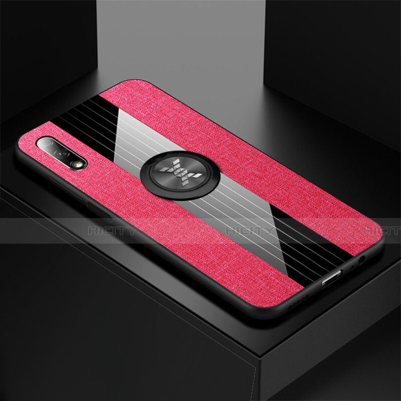 Coque Ultra Fine Silicone Souple Housse Etui avec Support Bague Anneau Aimante Magnetique pour Huawei Honor 9X Rose Rouge Plus