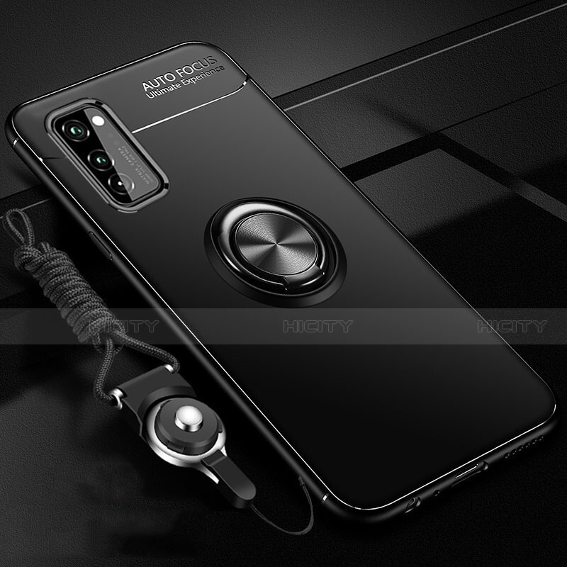 Coque Ultra Fine Silicone Souple Housse Etui avec Support Bague Anneau Aimante Magnetique pour Huawei Honor V30 Pro 5G Noir Plus