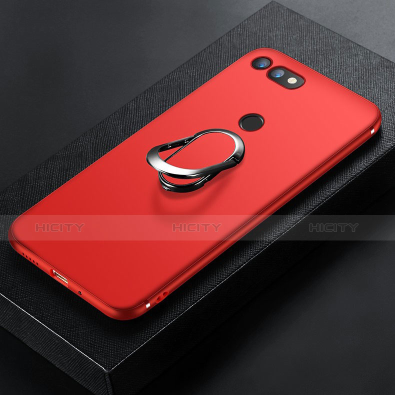 Coque Ultra Fine Silicone Souple Housse Etui avec Support Bague Anneau Aimante Magnetique pour Huawei Honor View 20 Rouge Plus