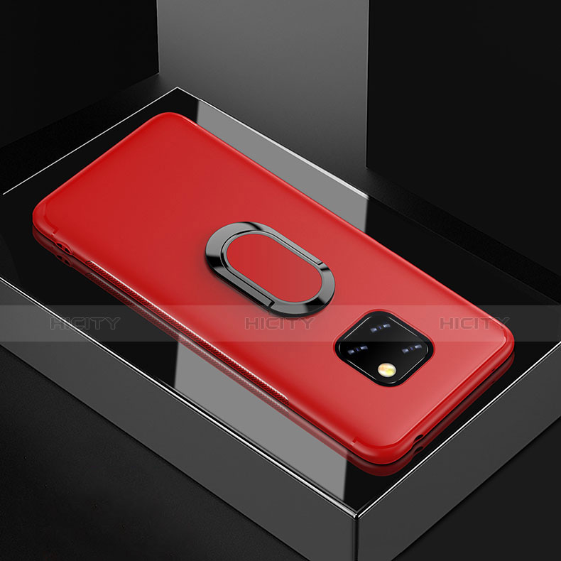 Coque Ultra Fine Silicone Souple Housse Etui avec Support Bague Anneau Aimante Magnetique pour Huawei Mate 20 Pro Rouge Plus