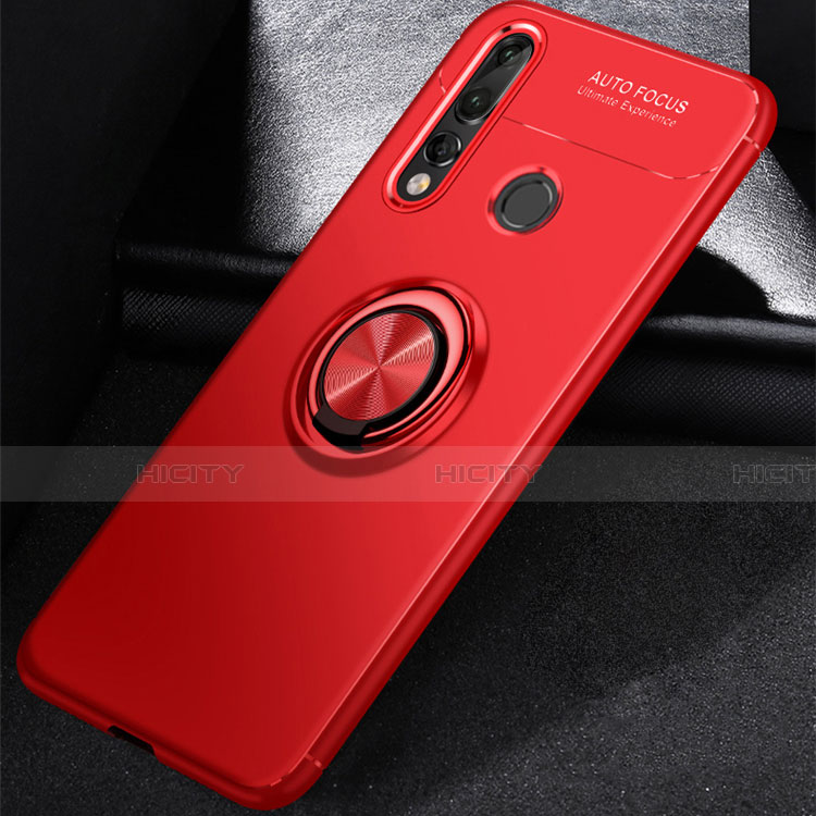 Coque Ultra Fine Silicone Souple Housse Etui avec Support Bague Anneau Aimante Magnetique pour Huawei Nova 4e Rouge Plus