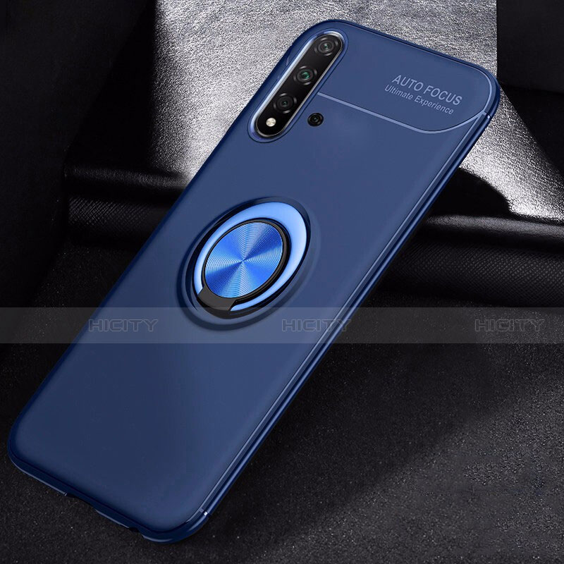 Coque Ultra Fine Silicone Souple Housse Etui avec Support Bague Anneau Aimante Magnetique pour Huawei Nova 5 Pro Bleu Plus