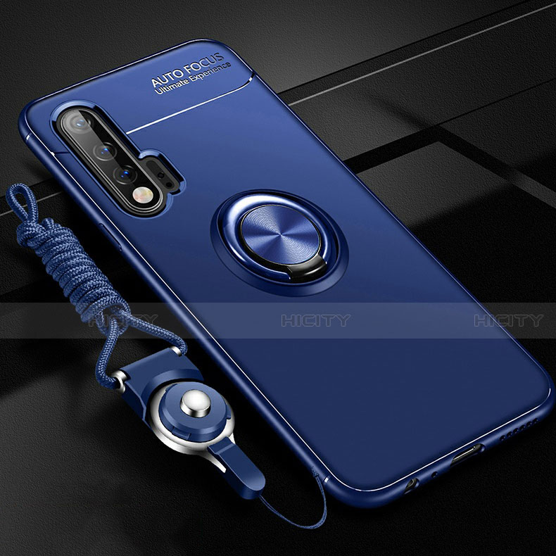 Coque Ultra Fine Silicone Souple Housse Etui avec Support Bague Anneau Aimante Magnetique pour Huawei Nova 6 5G Bleu Plus