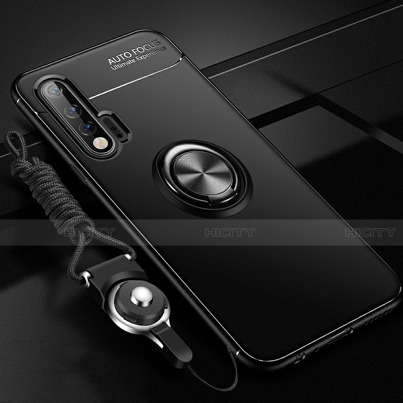 Coque Ultra Fine Silicone Souple Housse Etui avec Support Bague Anneau Aimante Magnetique pour Huawei Nova 6 5G Noir Plus