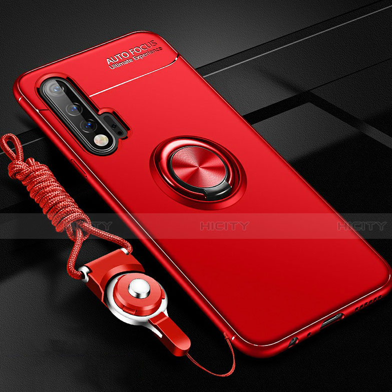 Coque Ultra Fine Silicone Souple Housse Etui avec Support Bague Anneau Aimante Magnetique pour Huawei Nova 6 5G Rouge Plus