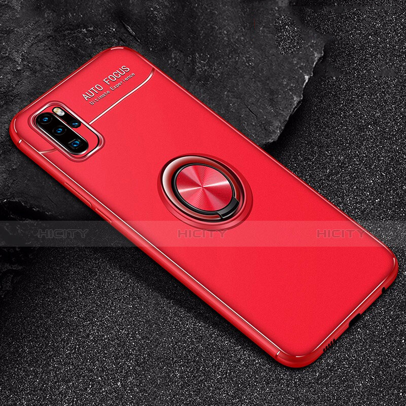 Coque Ultra Fine Silicone Souple Housse Etui avec Support Bague Anneau Aimante Magnetique pour Huawei P30 Pro New Edition Rouge Plus