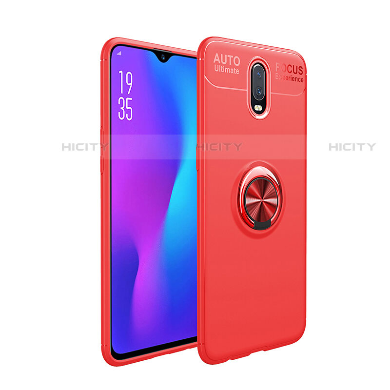 Coque Ultra Fine Silicone Souple Housse Etui avec Support Bague Anneau Aimante Magnetique pour OnePlus 7 Rouge Plus