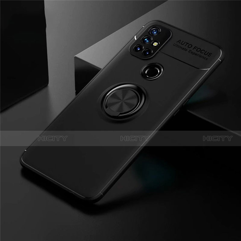 Coque Ultra Fine Silicone Souple Housse Etui avec Support Bague Anneau Aimante Magnetique pour OnePlus Nord N10 5G Noir Plus