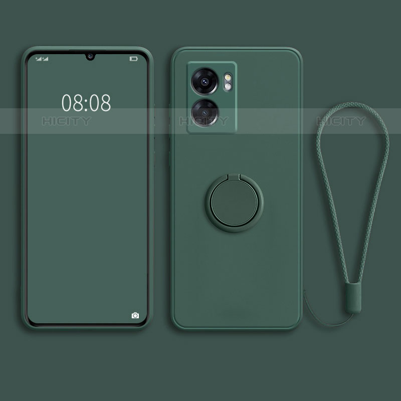 Coque Ultra Fine Silicone Souple Housse Etui avec Support Bague Anneau Aimante Magnetique pour OnePlus Nord N300 5G Vert Plus