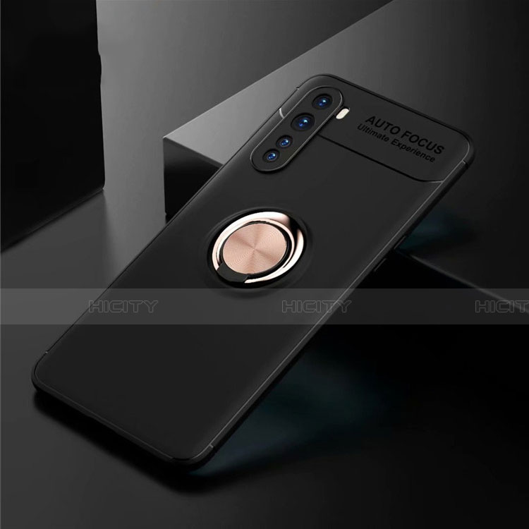 Coque Ultra Fine Silicone Souple Housse Etui avec Support Bague Anneau Aimante Magnetique pour OnePlus Nord Or et Noir Plus