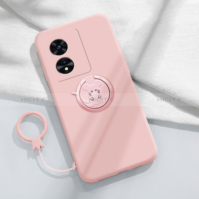 Coque Ultra Fine Silicone Souple Housse Etui avec Support Bague Anneau Aimante Magnetique pour Oppo A1 5G Rose Plus