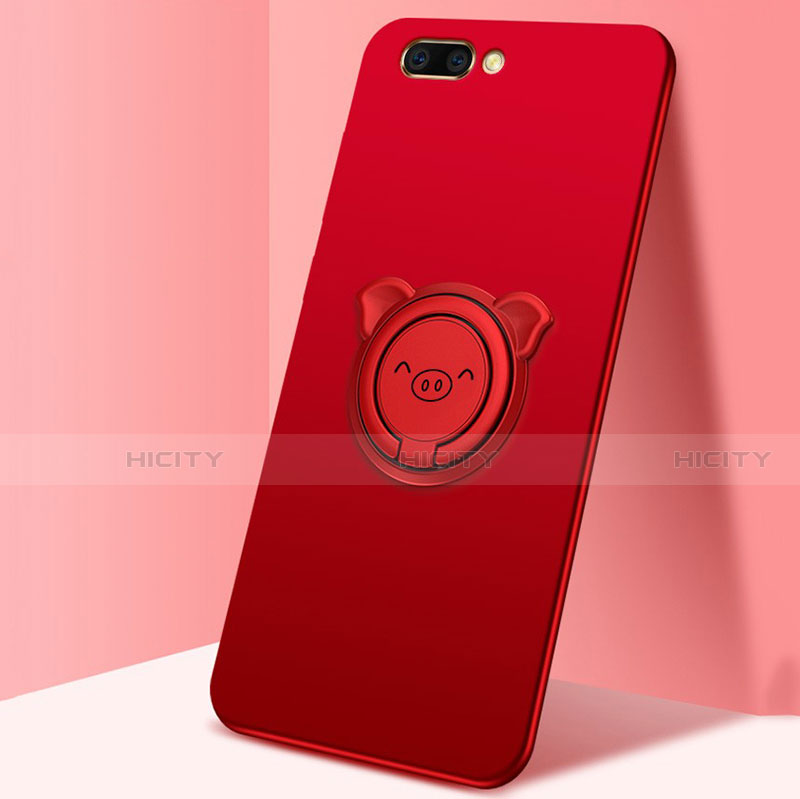 Coque Ultra Fine Silicone Souple Housse Etui avec Support Bague Anneau Aimante Magnetique pour Oppo A12e Rouge Plus