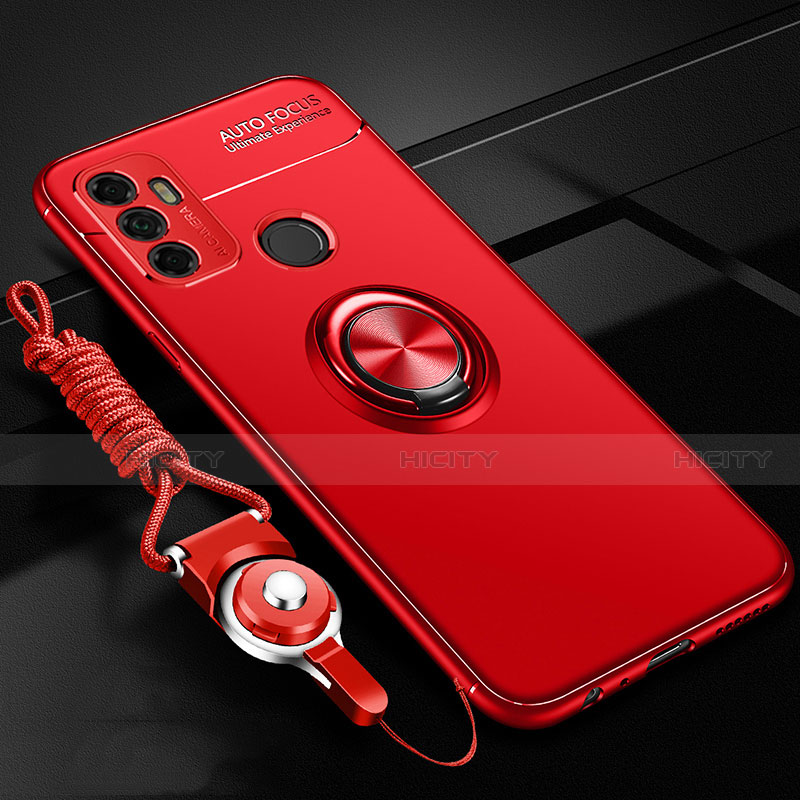 Coque Ultra Fine Silicone Souple Housse Etui avec Support Bague Anneau Aimante Magnetique pour Oppo A33 Rouge Plus