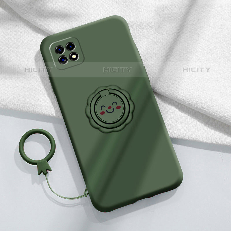 Coque Ultra Fine Silicone Souple Housse Etui avec Support Bague Anneau Aimante Magnetique pour Oppo A53 5G Vert Plus