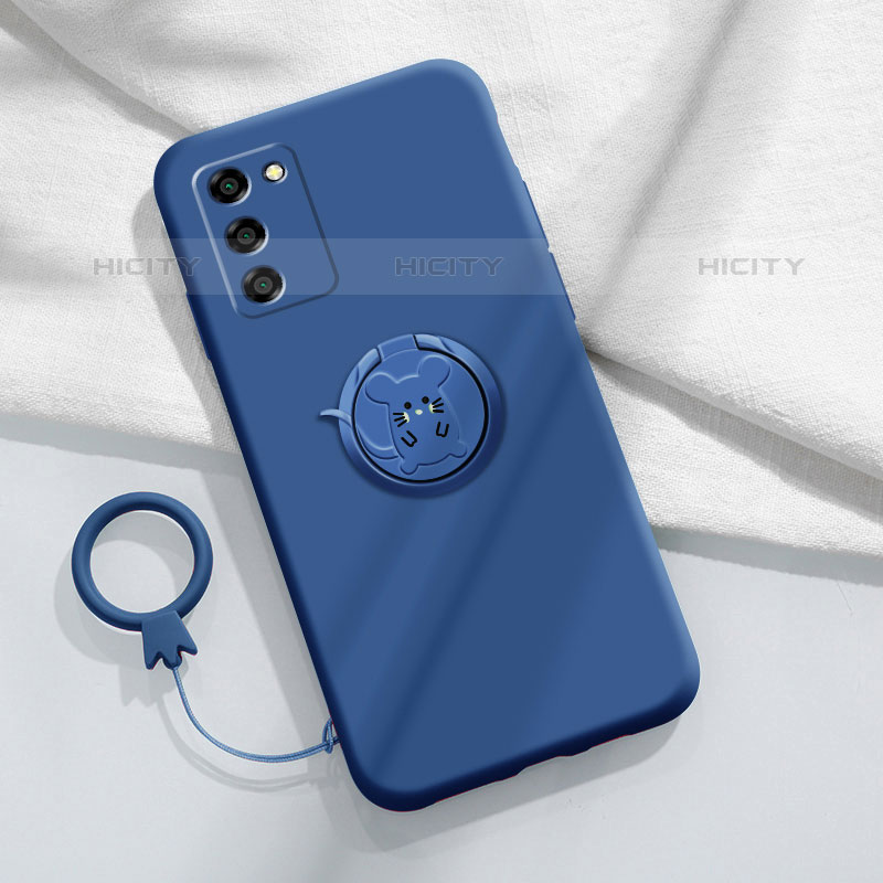 Coque Ultra Fine Silicone Souple Housse Etui avec Support Bague Anneau Aimante Magnetique pour Oppo A53s 5G Bleu Plus