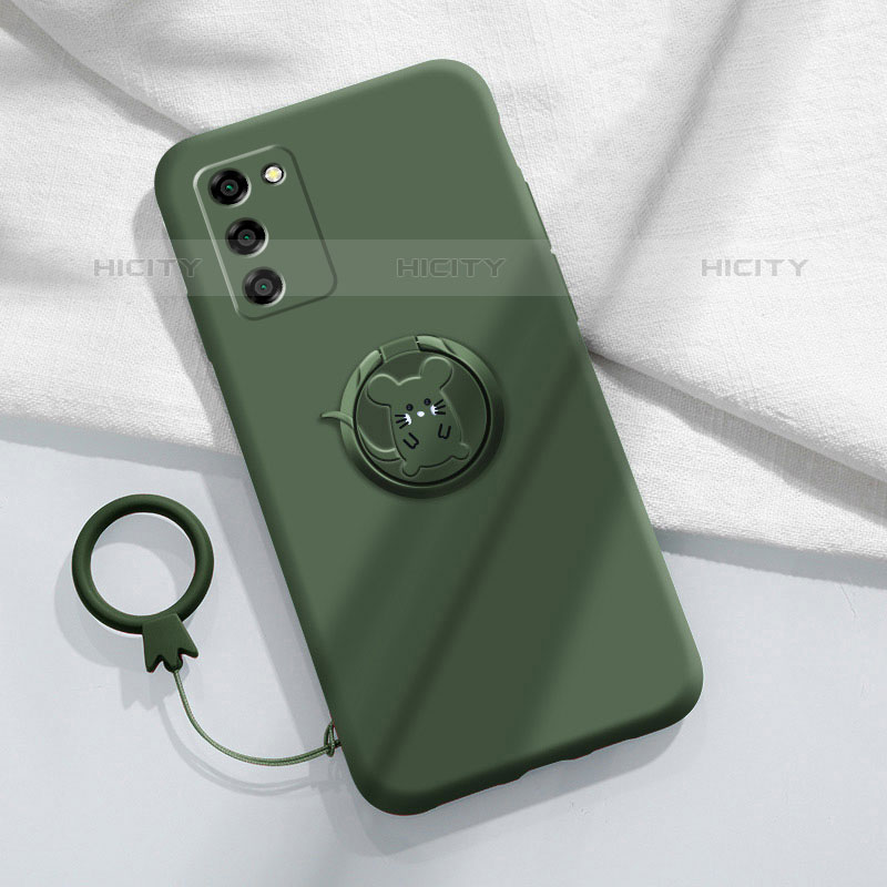 Coque Ultra Fine Silicone Souple Housse Etui avec Support Bague Anneau Aimante Magnetique pour Oppo A55 5G Vert Nuit Plus