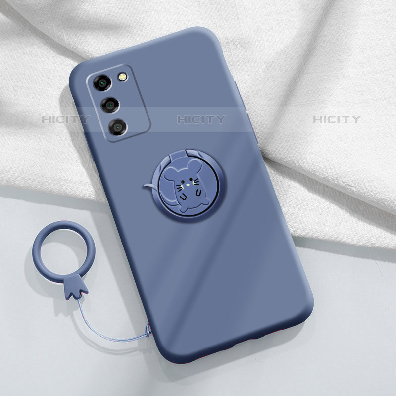 Coque Ultra Fine Silicone Souple Housse Etui avec Support Bague Anneau Aimante Magnetique pour Oppo A55S 5G Gris Lavende Plus