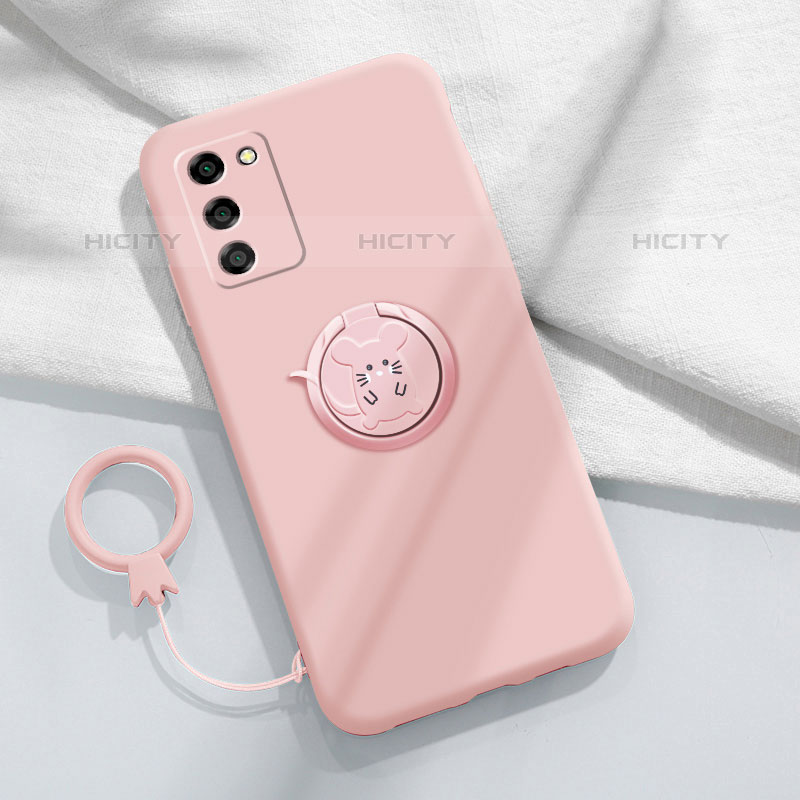 Coque Ultra Fine Silicone Souple Housse Etui avec Support Bague Anneau Aimante Magnetique pour Oppo A55S 5G Rose Plus