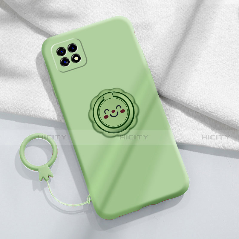 Coque Ultra Fine Silicone Souple Housse Etui avec Support Bague Anneau Aimante Magnetique pour Oppo A72 5G Pastel Vert Plus