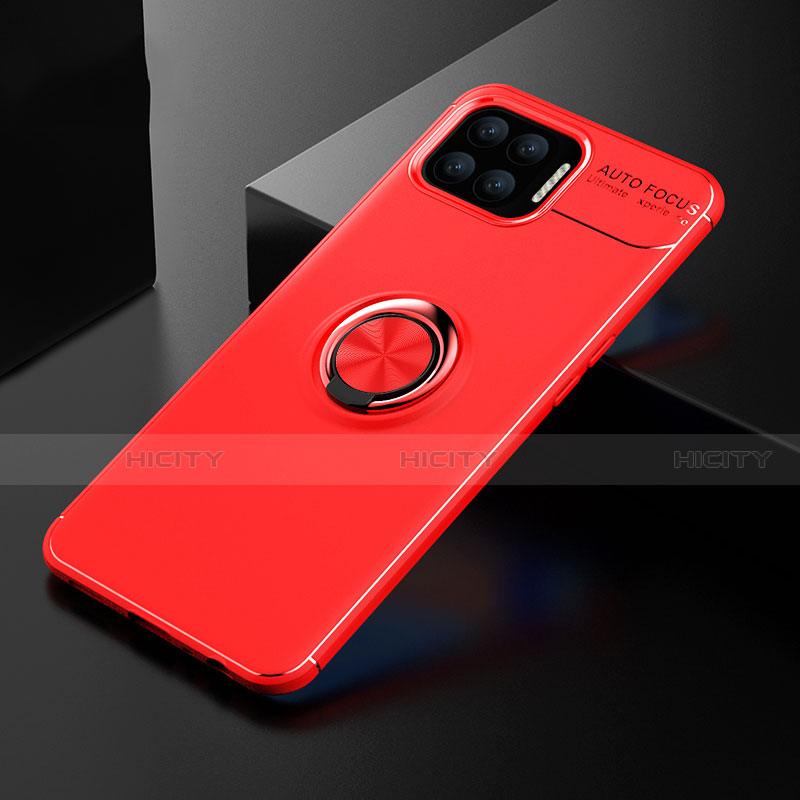 Coque Ultra Fine Silicone Souple Housse Etui avec Support Bague Anneau Aimante Magnetique pour Oppo A73 (2020) Rouge Plus