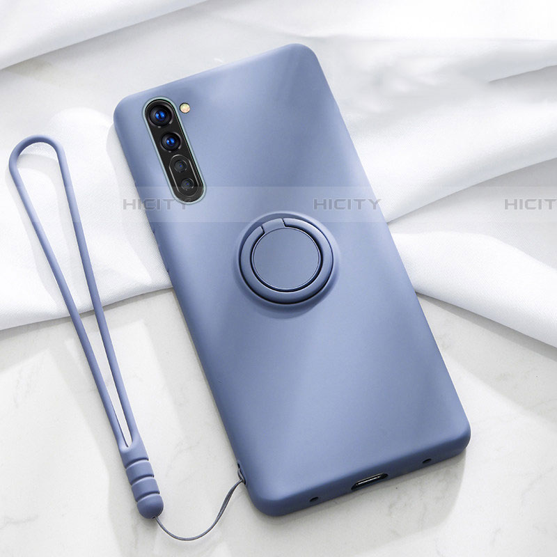 Coque Ultra Fine Silicone Souple Housse Etui avec Support Bague Anneau Aimante Magnetique pour Oppo Find X2 Lite Gris Plus