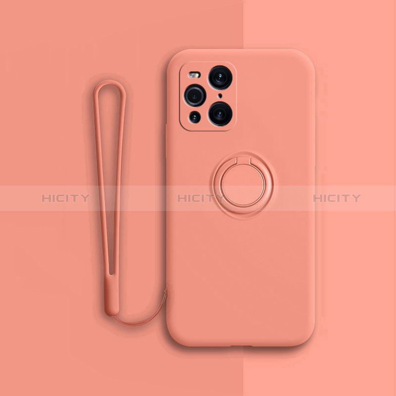 Coque Ultra Fine Silicone Souple Housse Etui avec Support Bague Anneau Aimante Magnetique pour Oppo Find X3 5G Orange Plus