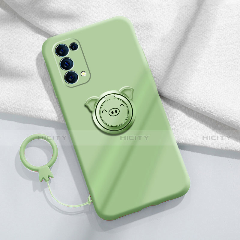 Coque Ultra Fine Silicone Souple Housse Etui avec Support Bague Anneau Aimante Magnetique pour Oppo Find X3 Lite 5G Vert Plus