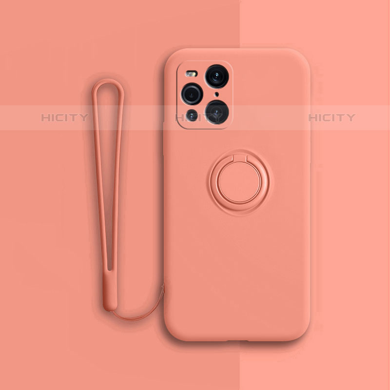 Coque Ultra Fine Silicone Souple Housse Etui avec Support Bague Anneau Aimante Magnetique pour Oppo Find X3 Pro 5G Orange Plus