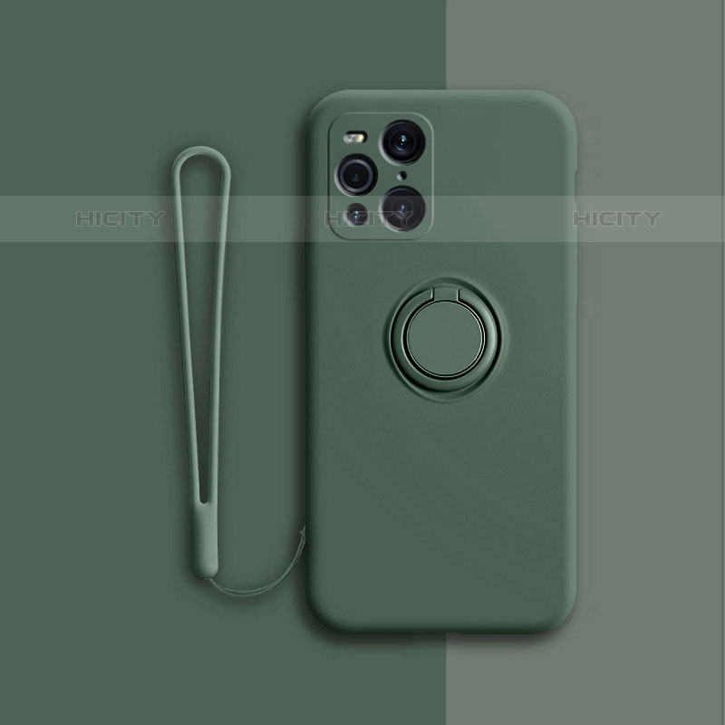 Coque Ultra Fine Silicone Souple Housse Etui avec Support Bague Anneau Aimante Magnetique pour Oppo Find X3 Pro 5G Plus